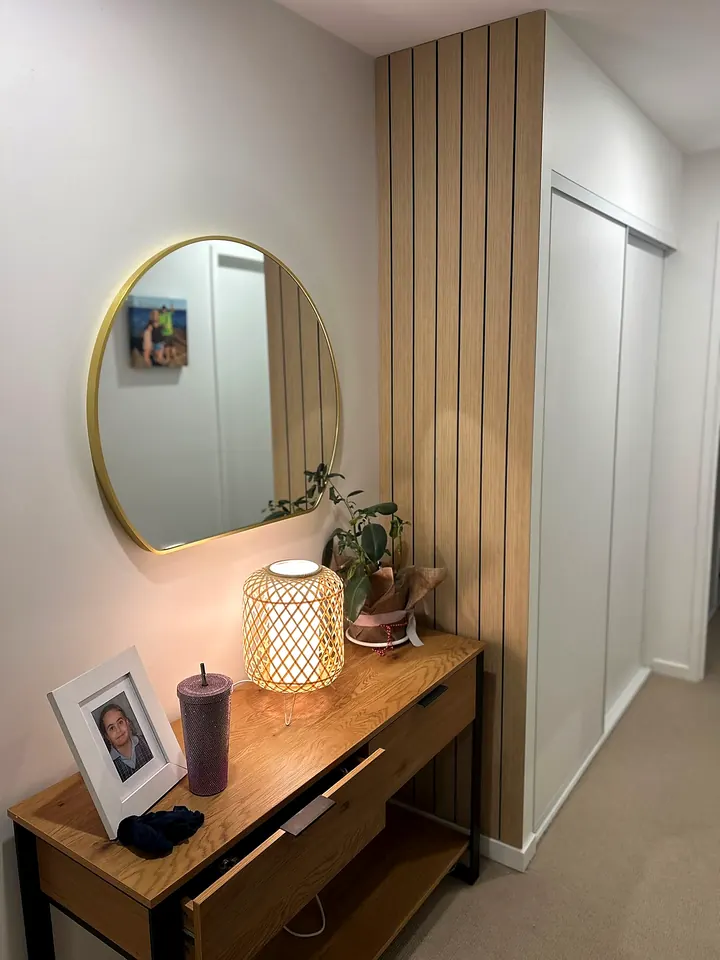 Entry with timber batten feature panel