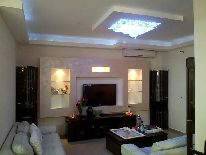 Feature ceiling and TV wall with LED lighting